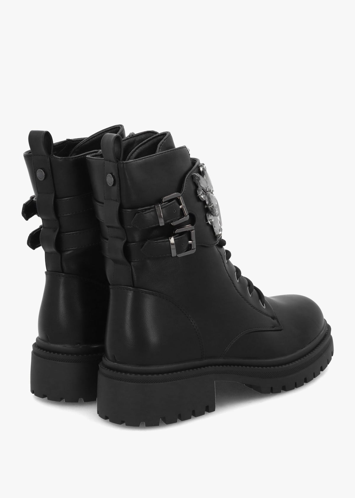 Oxaria Black Embellished Biker Boots