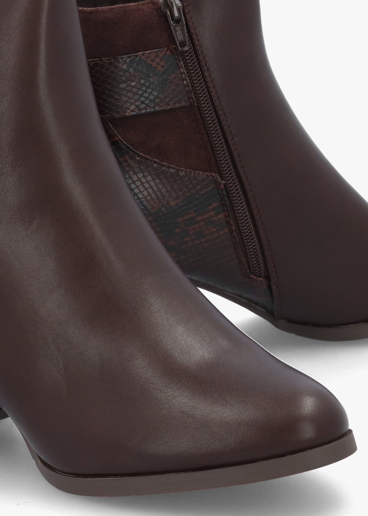 Panay Dark Brown Buckle Block Heel Ankle Boots