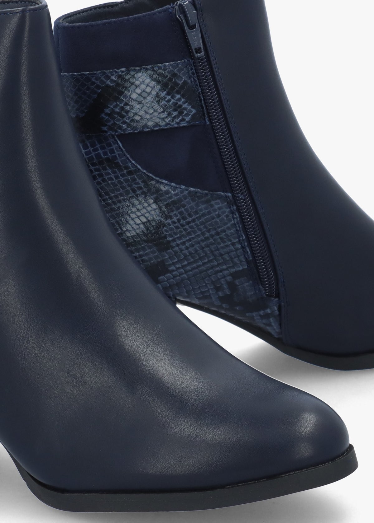 Panay Navy Buckle Block Heel Ankle Boots