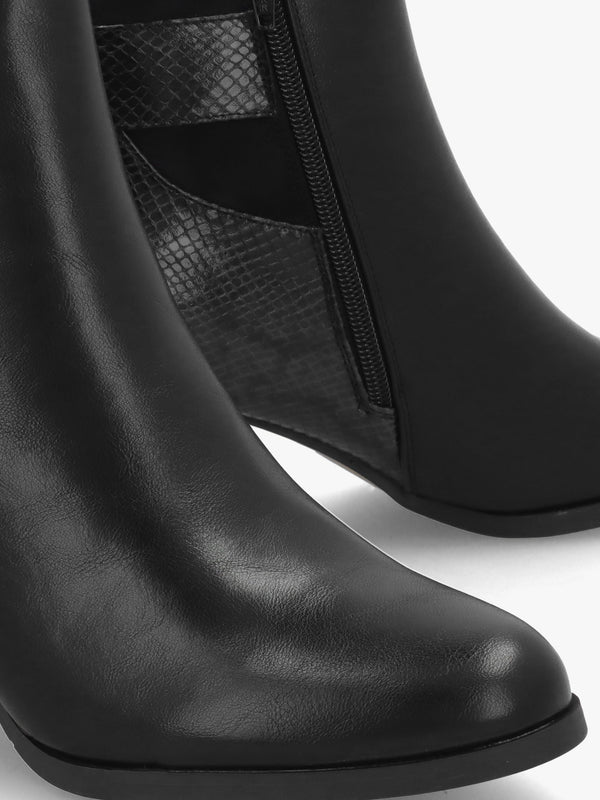 Panay Black Buckle Block Heel Ankle Boots