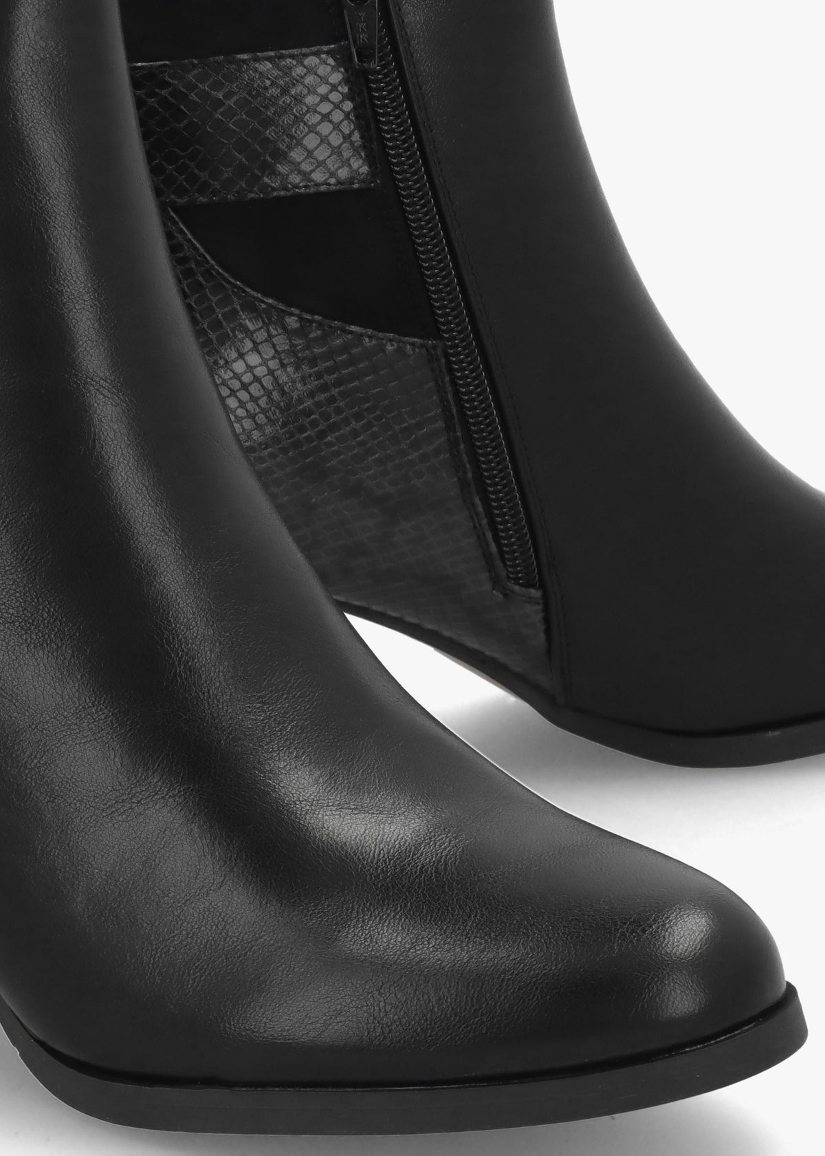 Panay Black Buckle Block Heel Ankle Boots