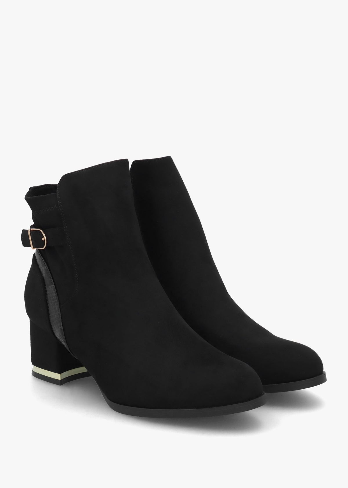 Peyari Black Block Heel Ankle Boots