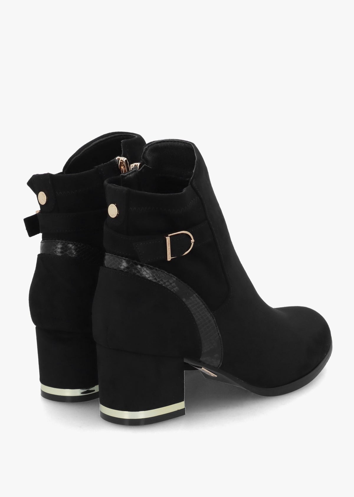 Peyari Black Block Heel Ankle Boots