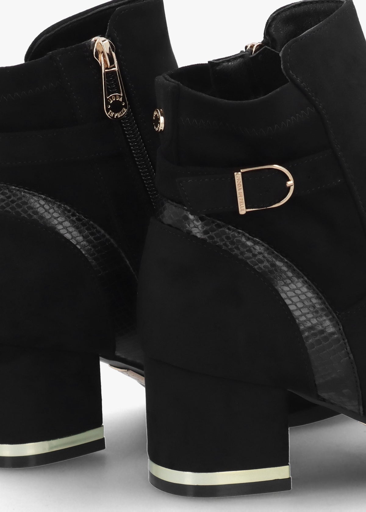 Peyari Black Block Heel Ankle Boots