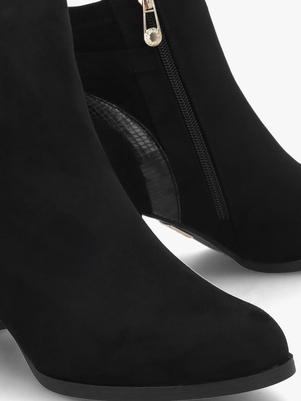 Peyari Black Block Heel Ankle Boots