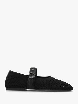 Bijoux Black Woven Studded Ballet Pumps