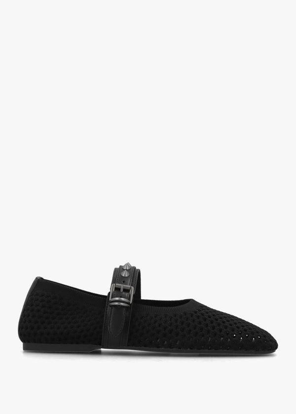 Bijoux Black Woven Studded Ballet Pumps
