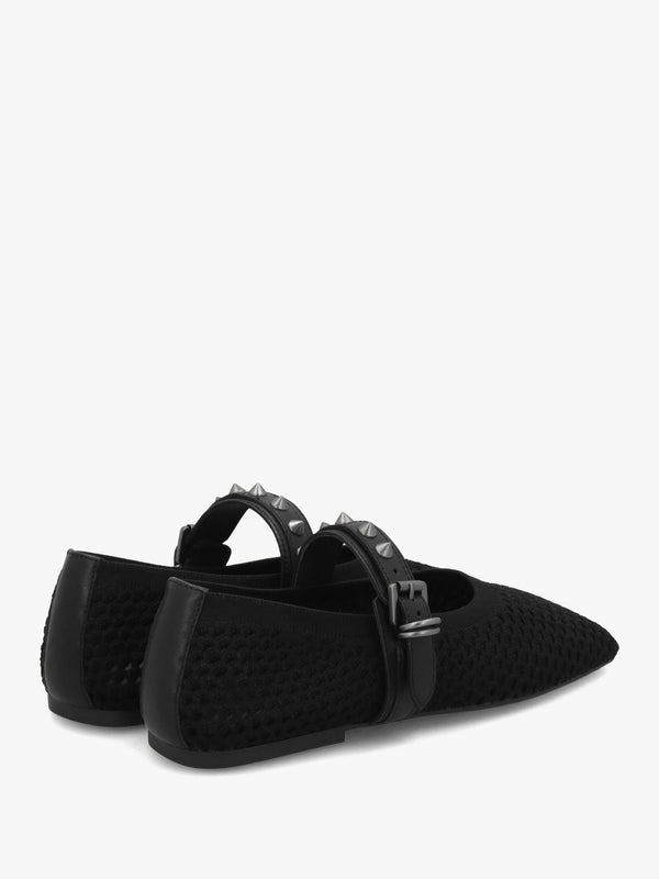 Bijoux Black Woven Studded Ballet Pumps