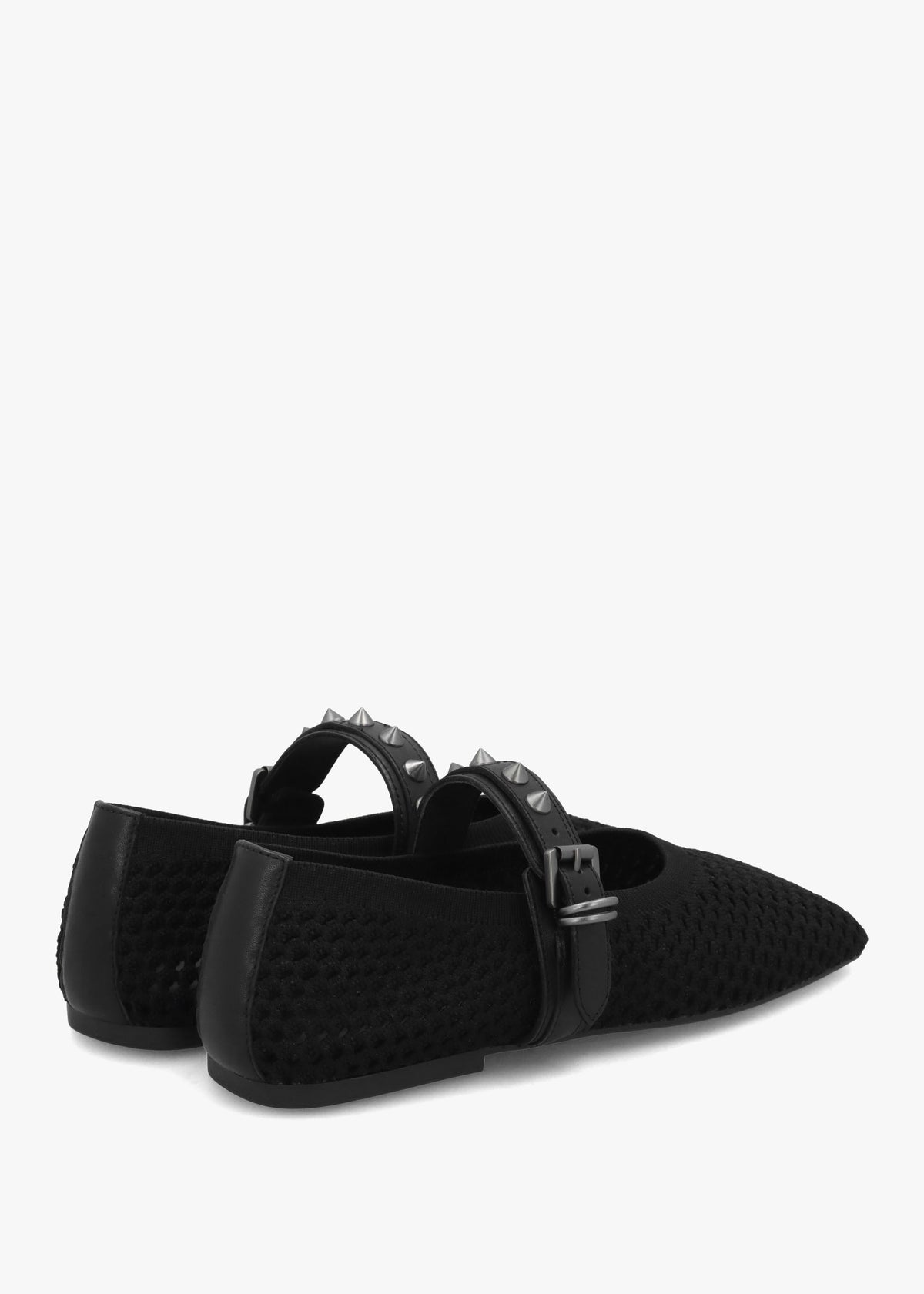 Bijoux Black Woven Studded Ballet Pumps