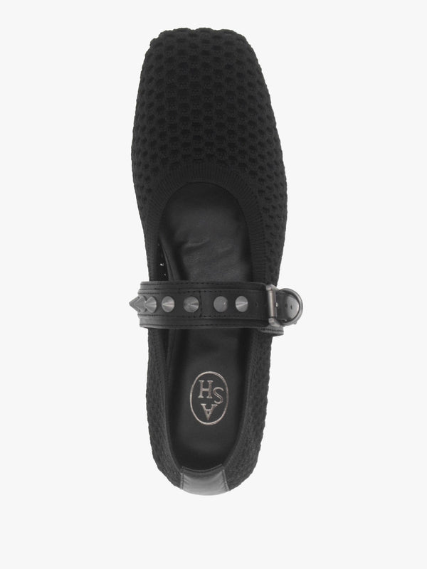 Bijoux Black Woven Studded Ballet Pumps