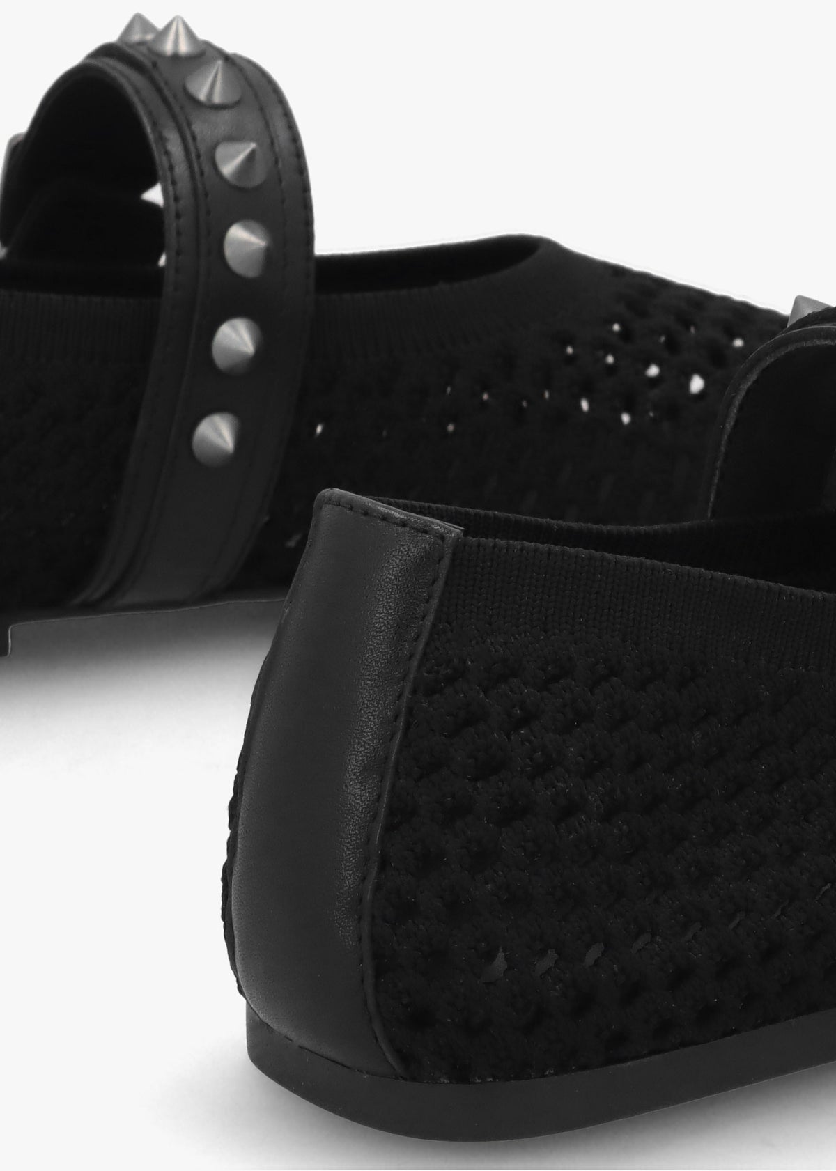 Bijoux Black Woven Studded Ballet Pumps