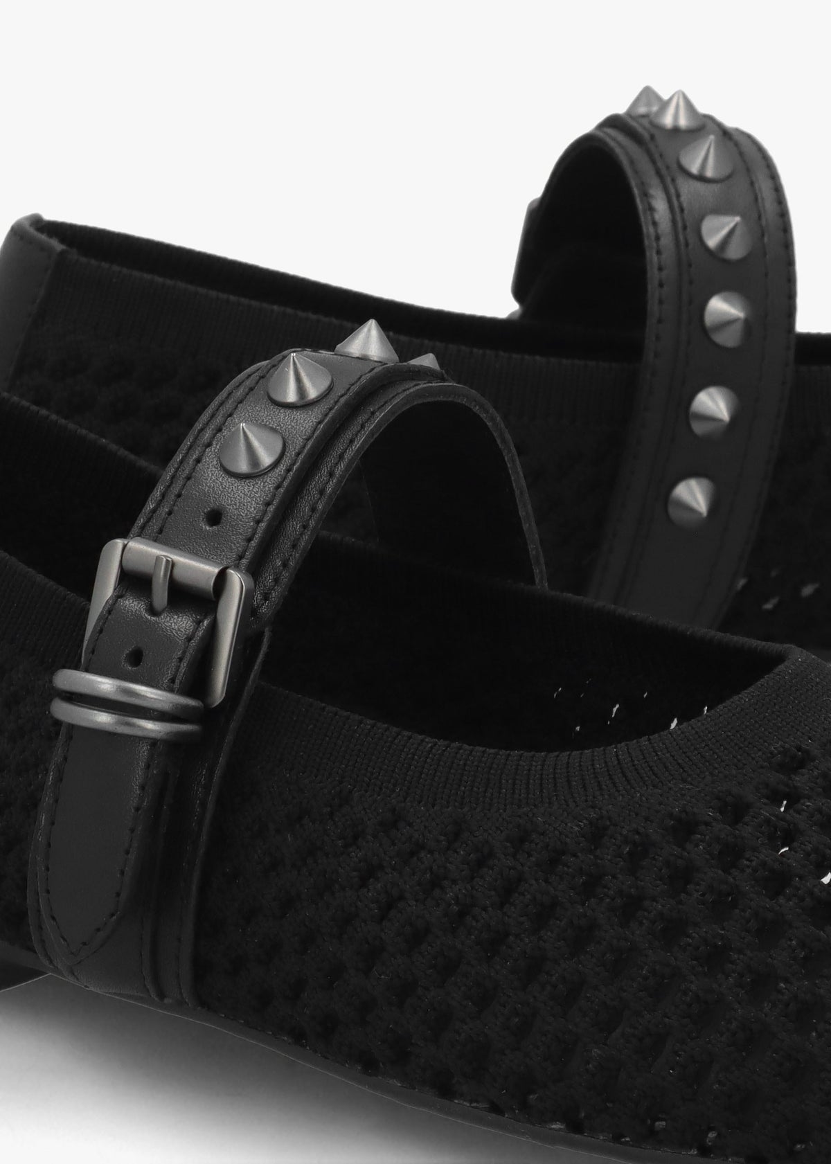 Bijoux Black Woven Studded Ballet Pumps