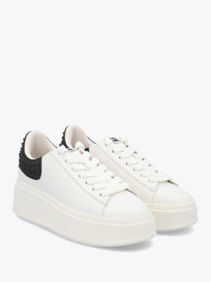 Moby Rubber White Black Leather Chunky Trainers