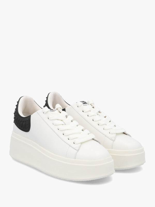 Moby Rubber White Black Leather Chunky Trainers