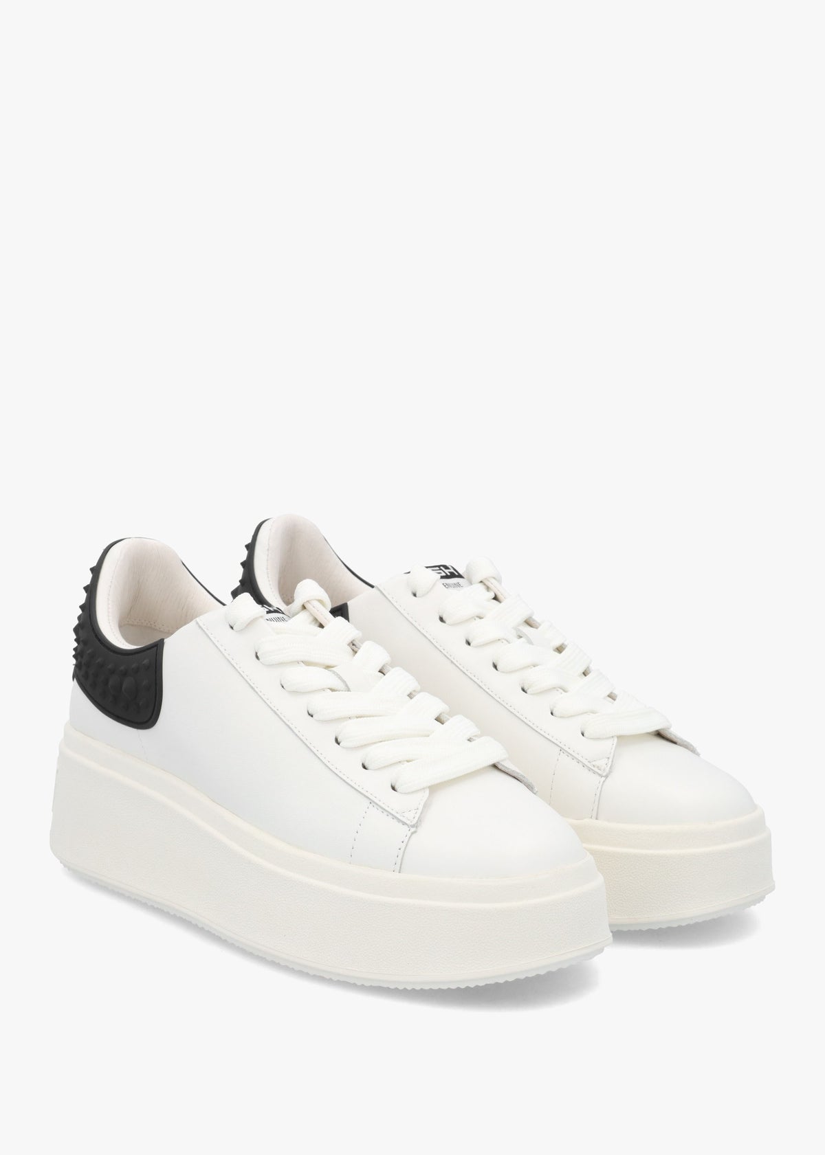 Moby Rubber White Black Leather Chunky Trainers
