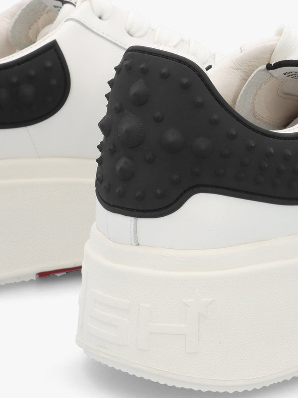 Moby Rubber White Black Leather Chunky Trainers