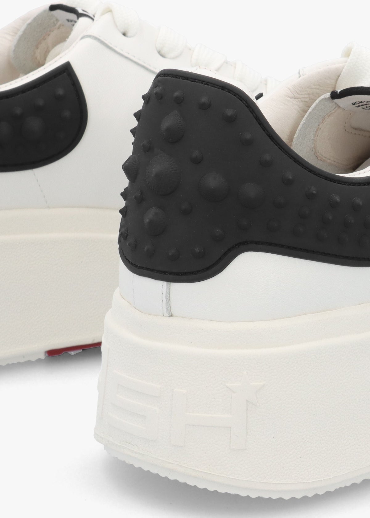Moby Rubber White Black Leather Chunky Trainers