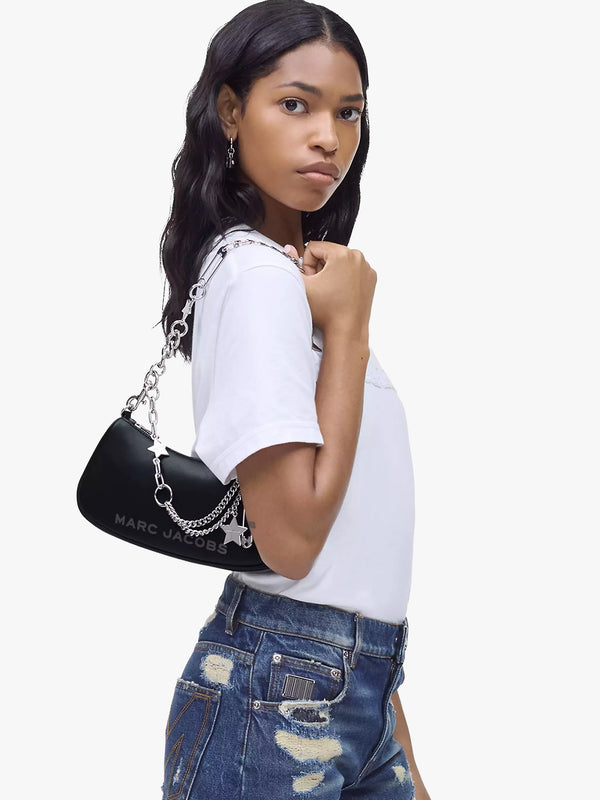 The Star Charm Black Leather Shoulder Bag