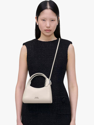 The Glam Claw Clip Cotton White Leather Cross-Body Bag