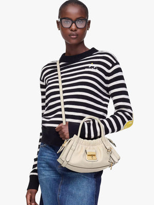 The Cristina Small Ivory Leather Satchel Bag