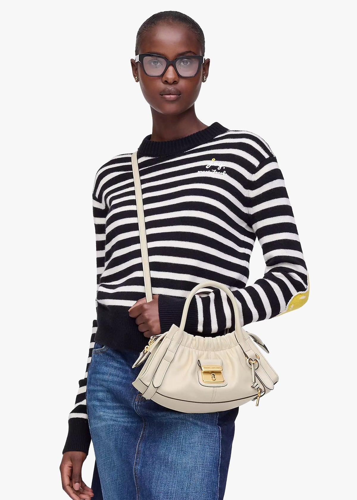 The Cristina Small Ivory Leather Satchel Bag