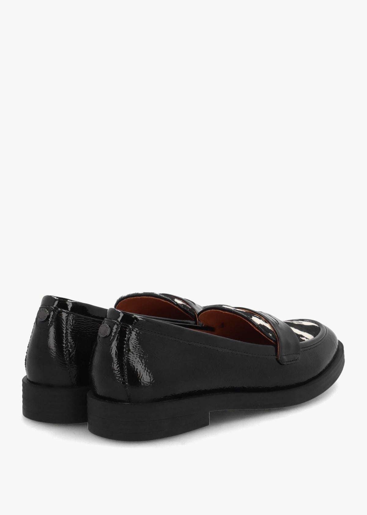 Fumia Black Patent Leather Zebra Pony Hair Loafers