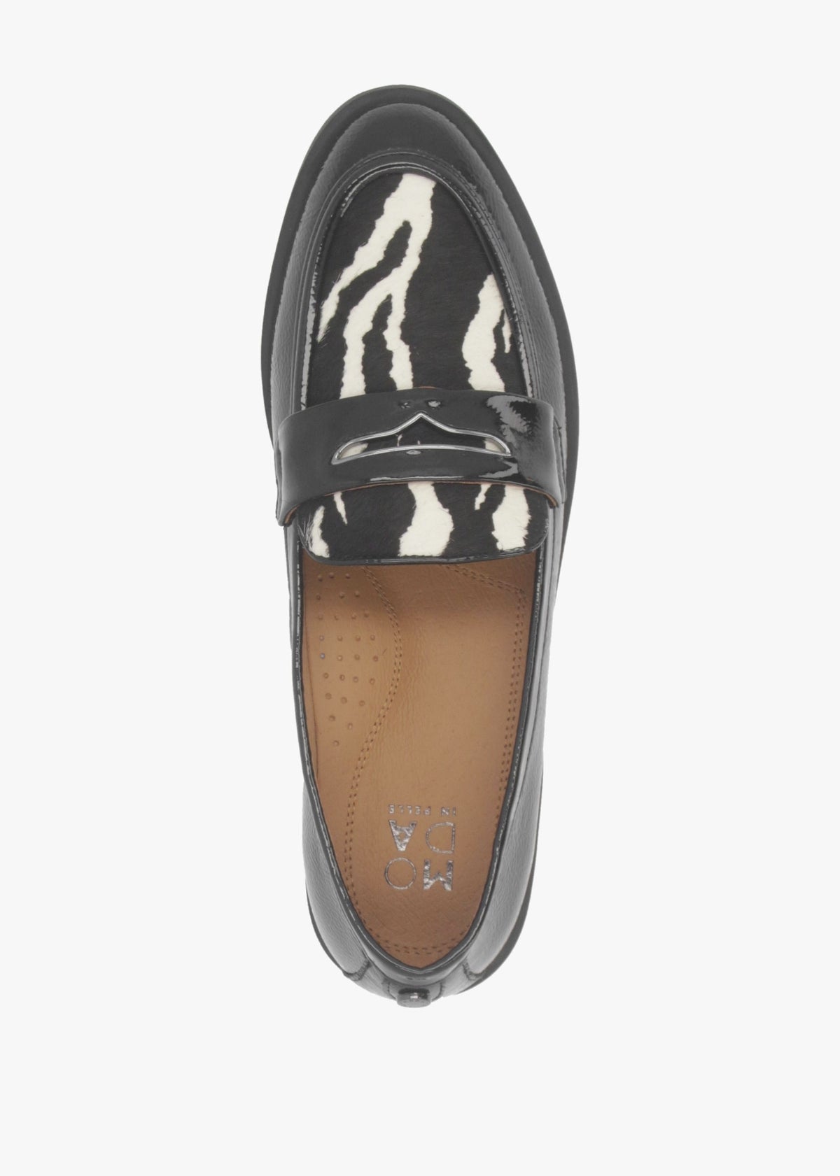 Fumia Black Patent Leather Zebra Pony Hair Loafers