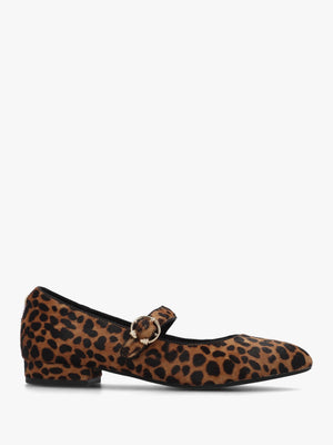 Firuta Leopard Pony Hair Mary Jane Pumps