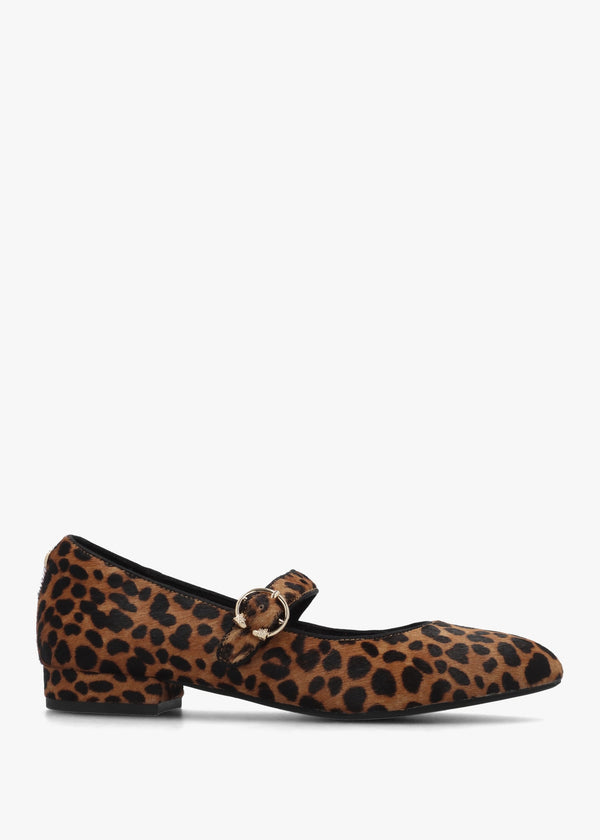 Firuta Leopard Pony Hair Mary Jane Pumps
