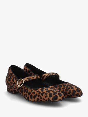 Firuta Leopard Pony Hair Mary Jane Pumps