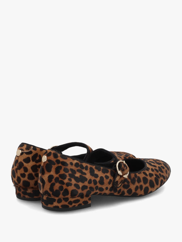 Firuta Leopard Pony Hair Mary Jane Pumps