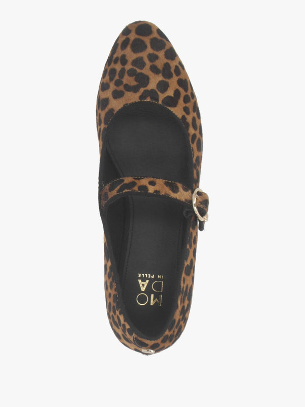 Firuta Leopard Pony Hair Mary Jane Pumps