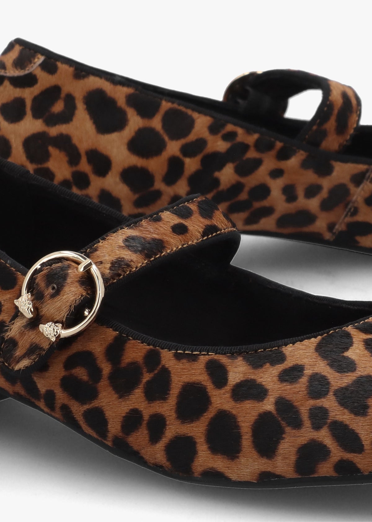 Firuta Leopard Pony Hair Mary Jane Pumps