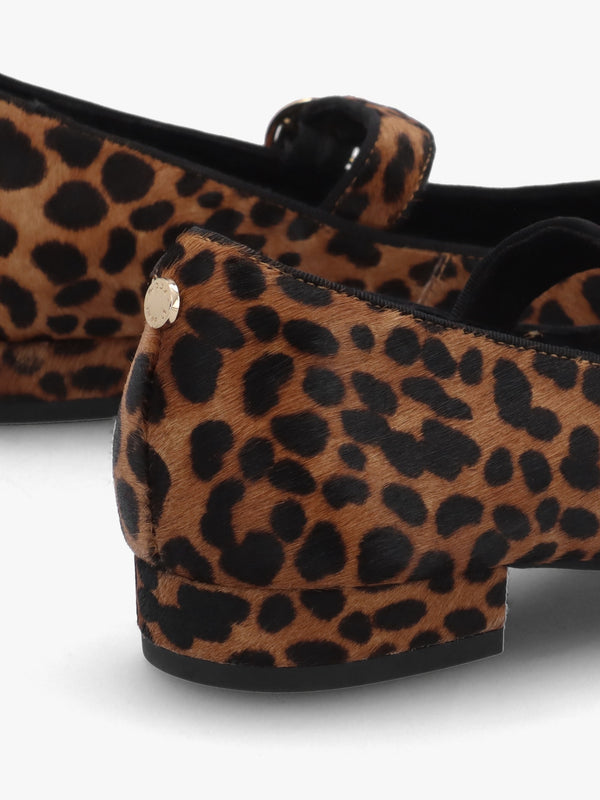Firuta Leopard Pony Hair Mary Jane Pumps