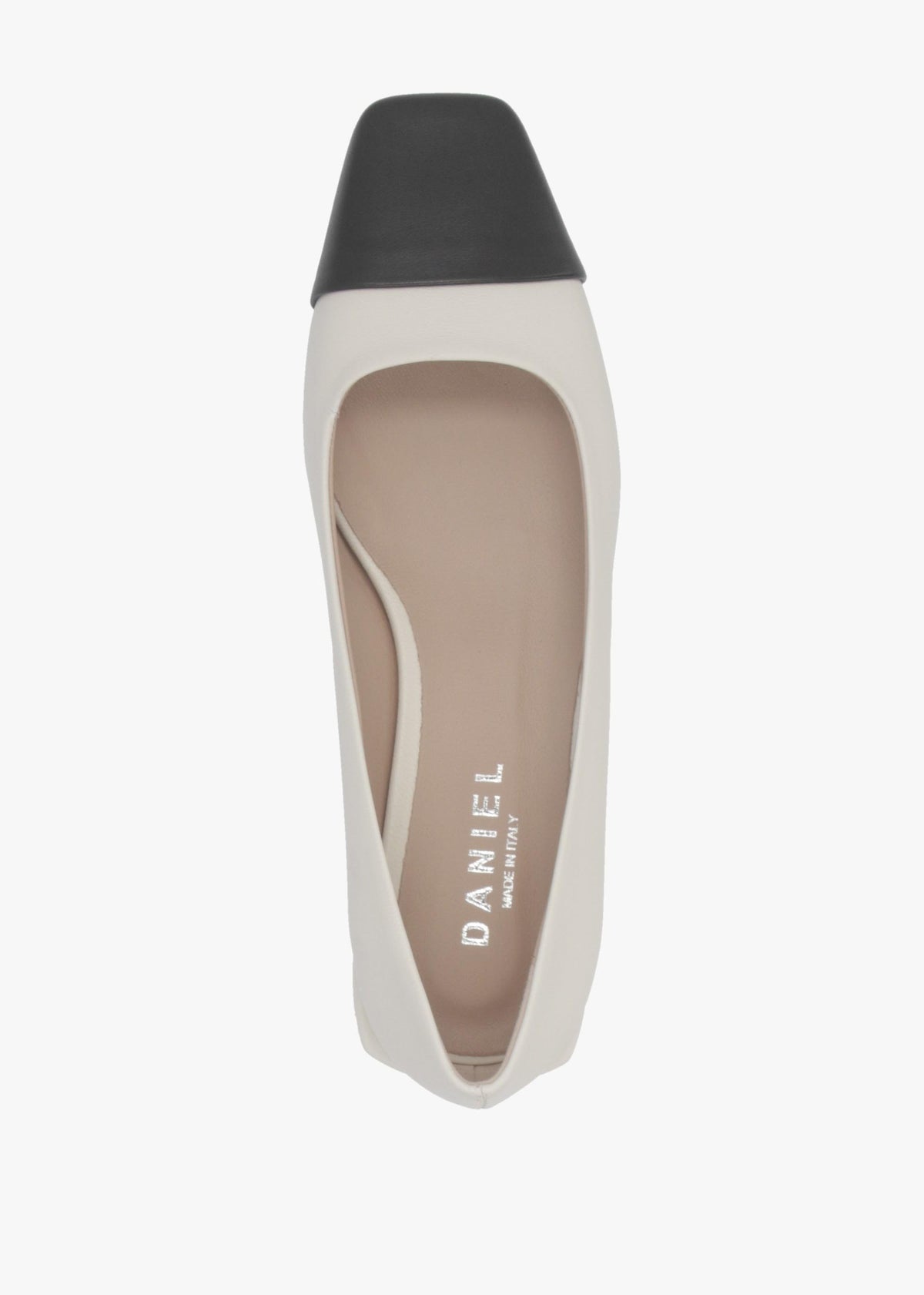 Saria White & Black Leather Toe Cap Pumps
