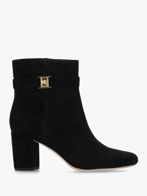 Kellie Black Suede Block Heel Ankle Boots