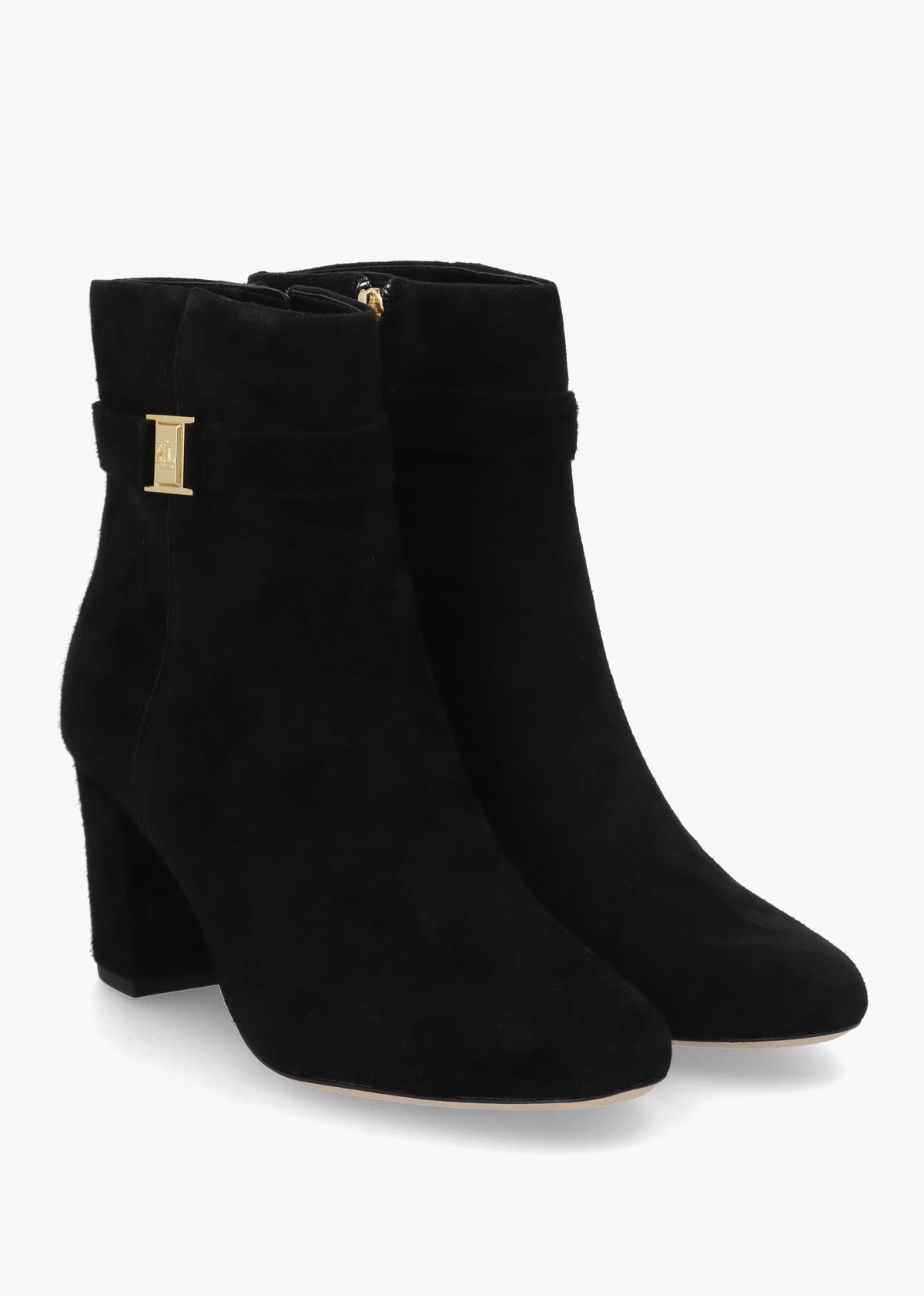 Kellie Black Suede Block Heel Ankle Boots
