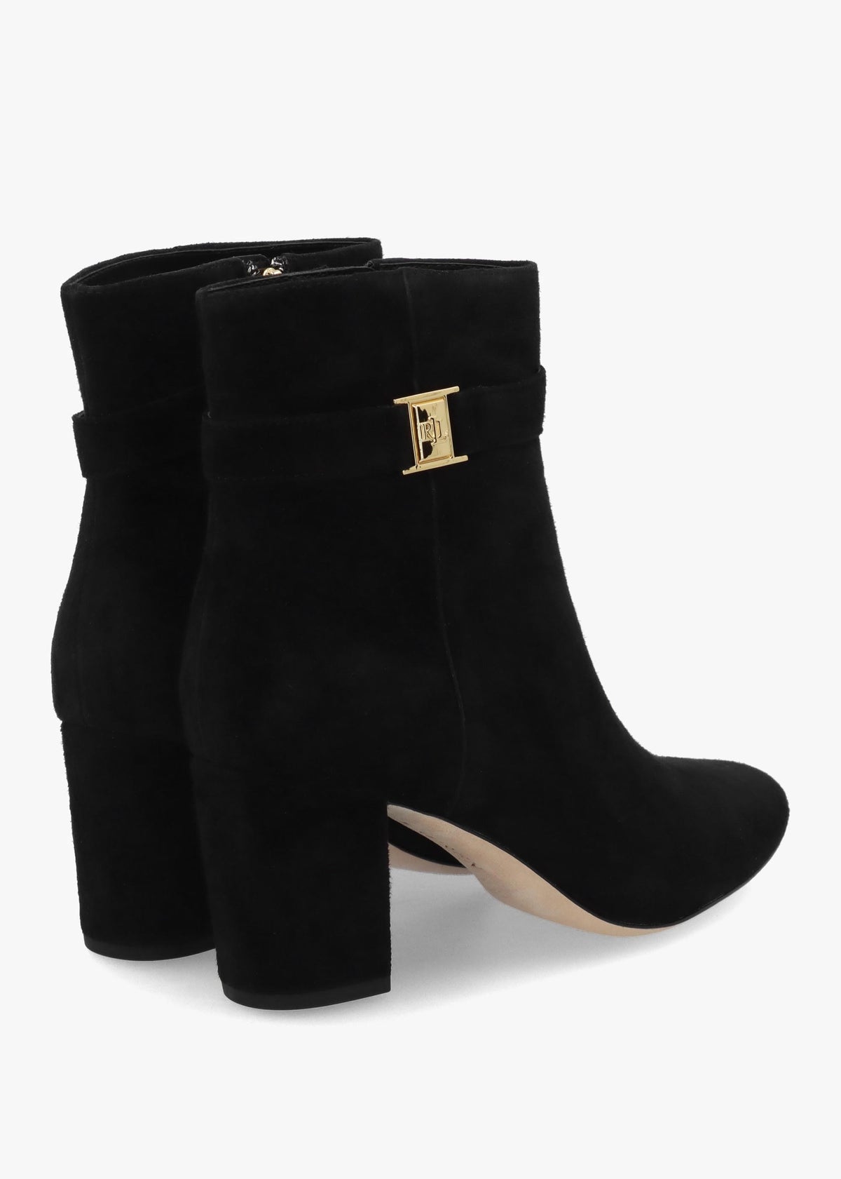 Kellie Black Suede Block Heel Ankle Boots