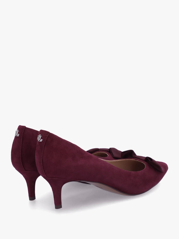 Adrienne Burgundy Suede Bow Trim Kitten Heel Court Shoes