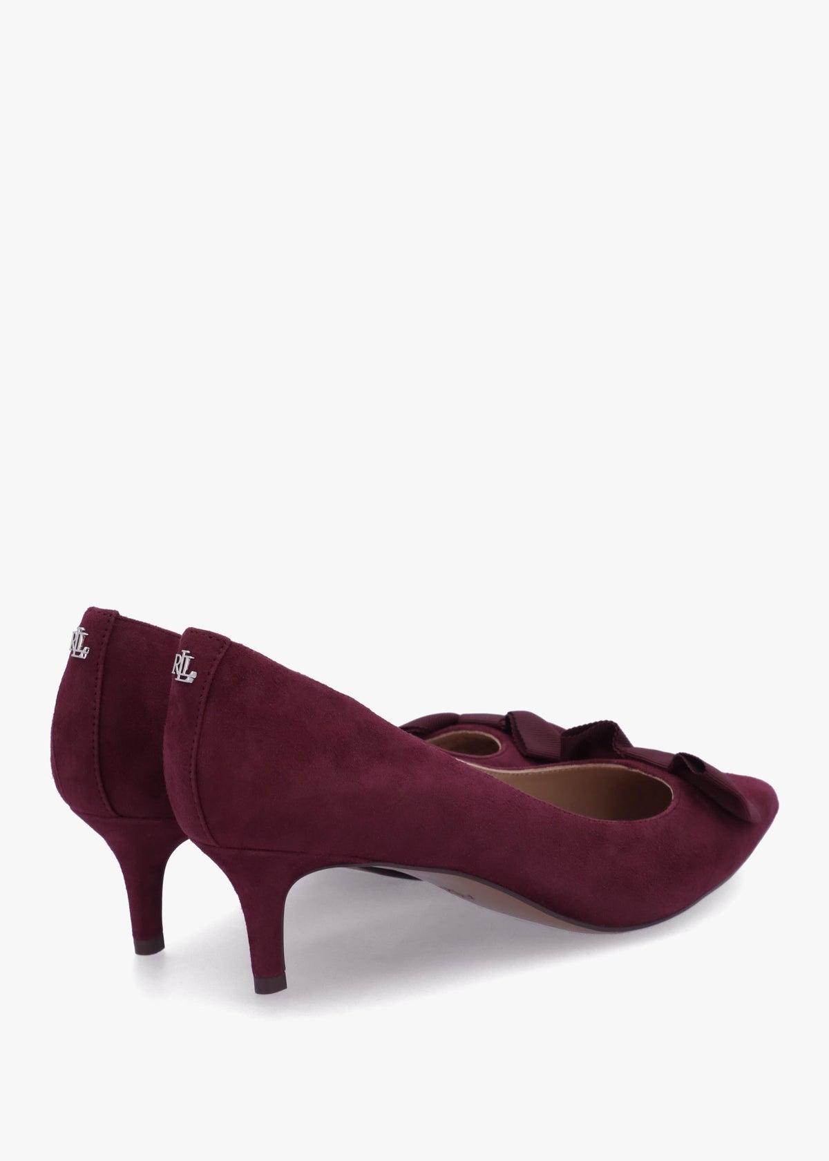 Adrienne Burgundy Suede Bow Trim Kitten Heel Court Shoes