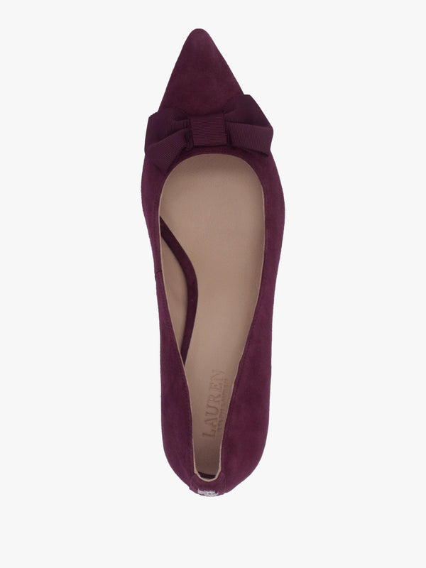 Adrienne Burgundy Suede Bow Trim Kitten Heel Court Shoes