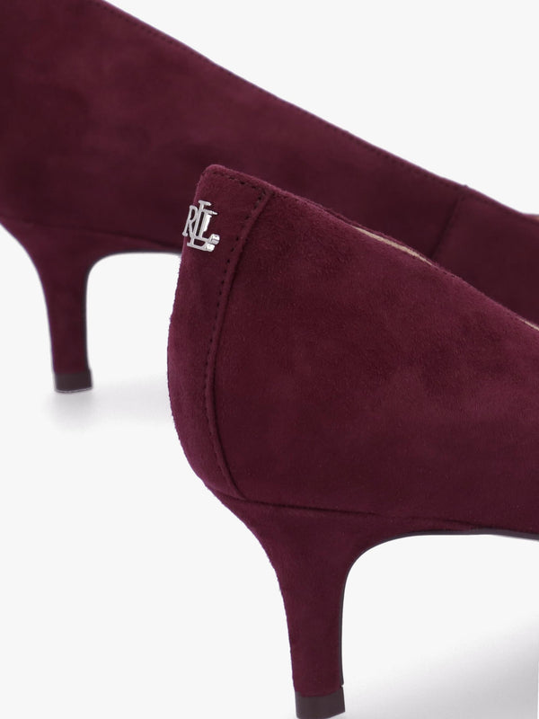 Adrienne Burgundy Suede Bow Trim Kitten Heel Court Shoes