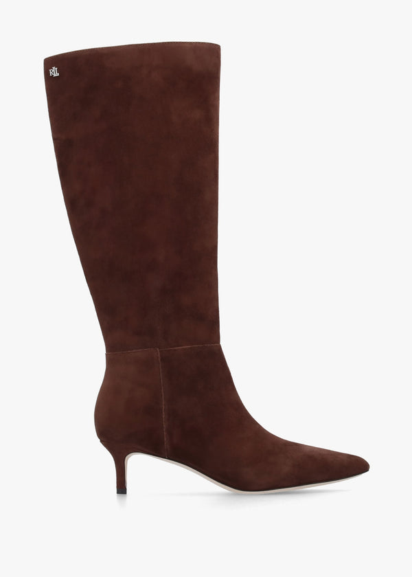 McKay Brown Suede Heeled Knee Boots