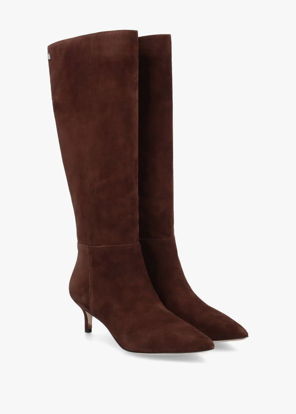 McKay Brown Suede Heeled Knee Boots