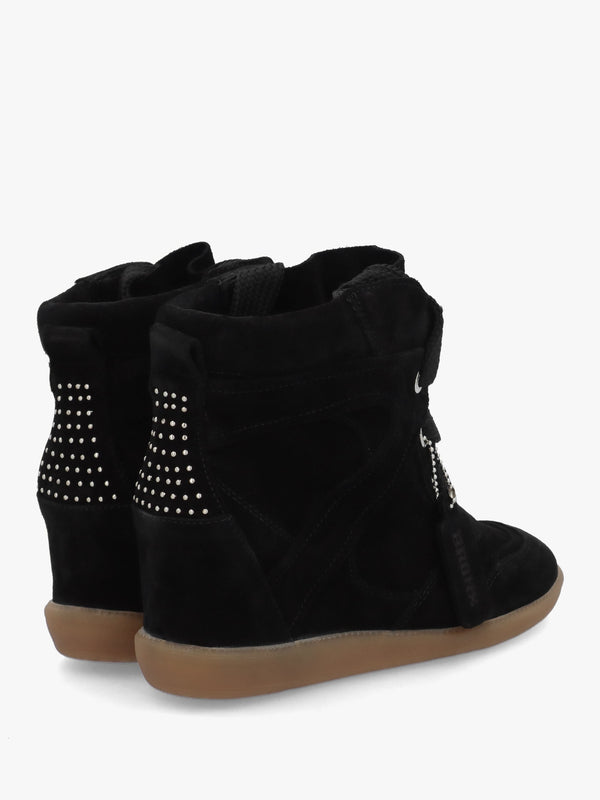 JAE-YY Black Suede Lace Up High Top Wedge Trainers