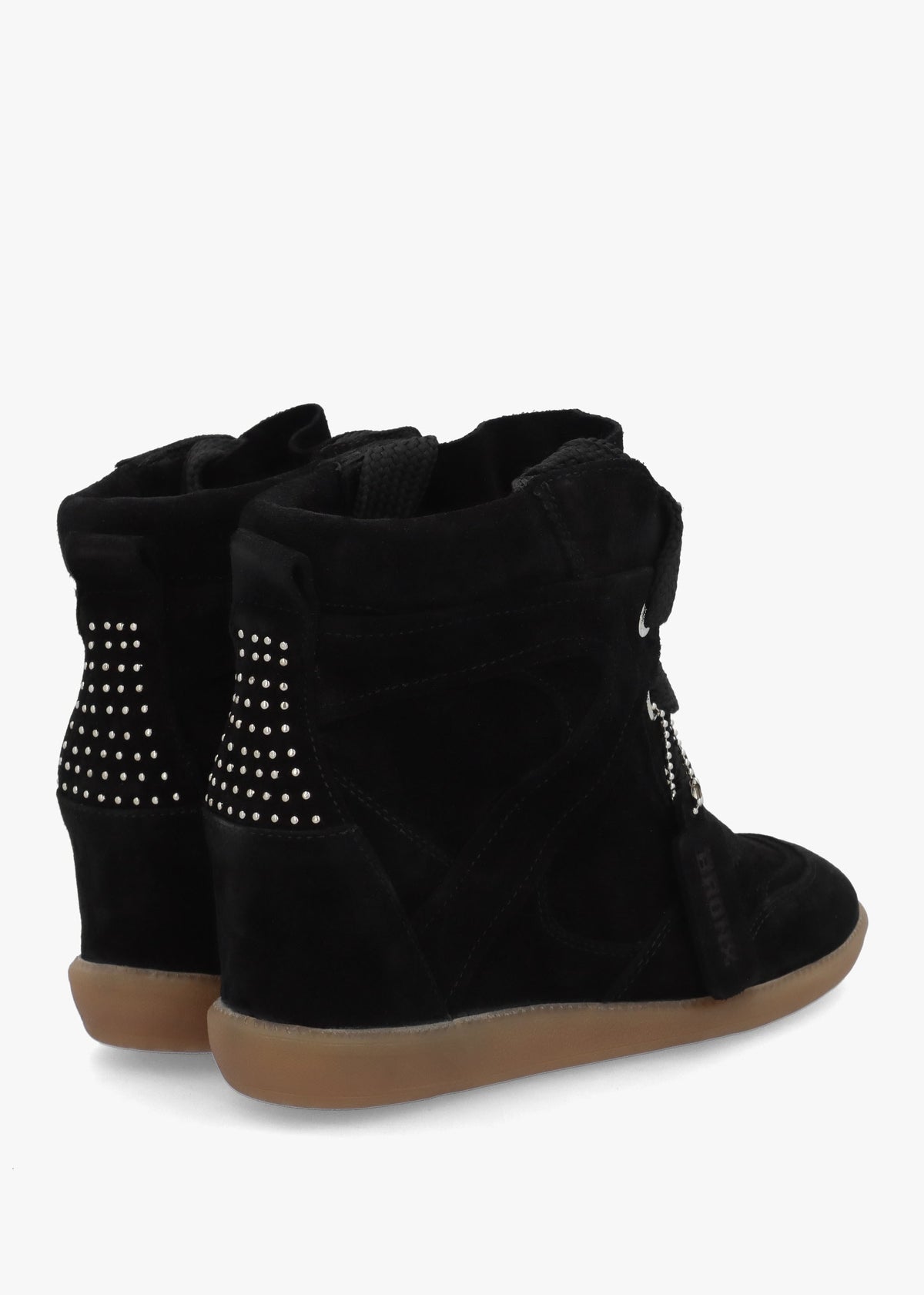 JAE-YY Black Suede Lace Up High Top Wedge Trainers