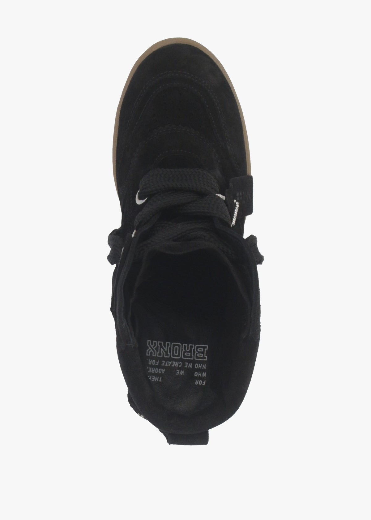 JAE-YY Black Suede Lace Up High Top Wedge Trainers