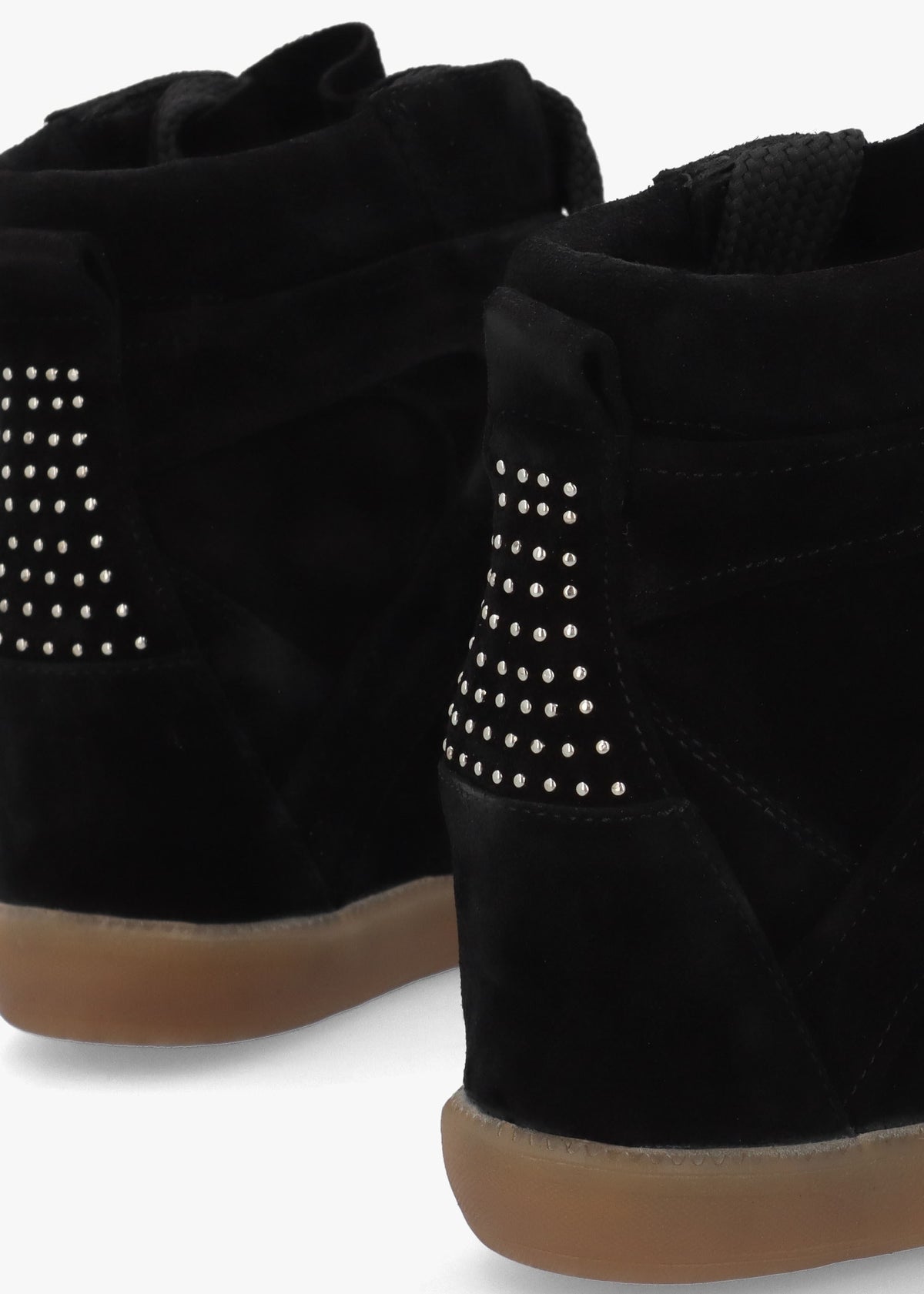 JAE-YY Black Suede Lace Up High Top Wedge Trainers