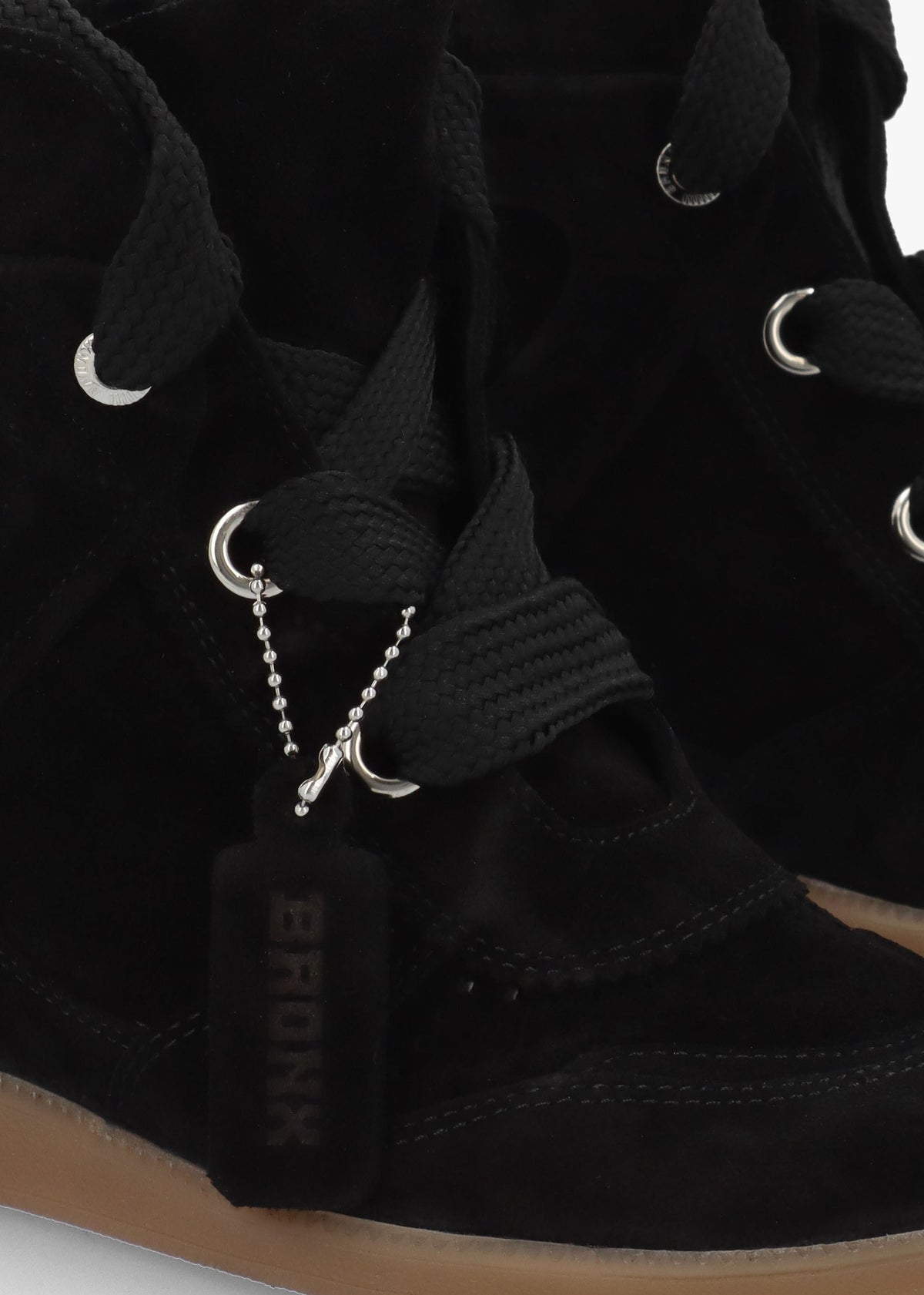 JAE-YY Black Suede Lace Up High Top Wedge Trainers
