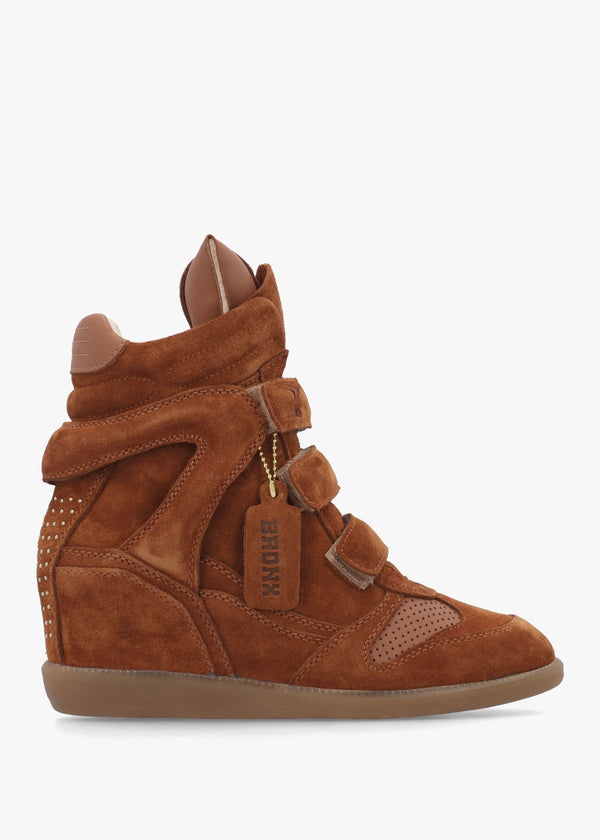 JAE-YY Caramel Suede High Top Wedge Trainers